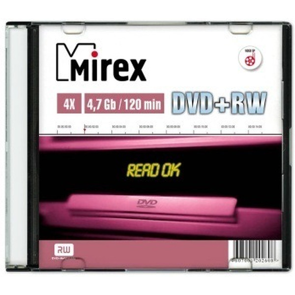 DVD+RW диск MIREX 4.7Gb 4x Mirex slim UL130022A4S