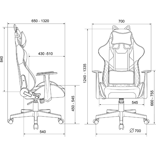 Кресло игровое Бюрократ Knight Catzy (экокожа, серый/розовый)