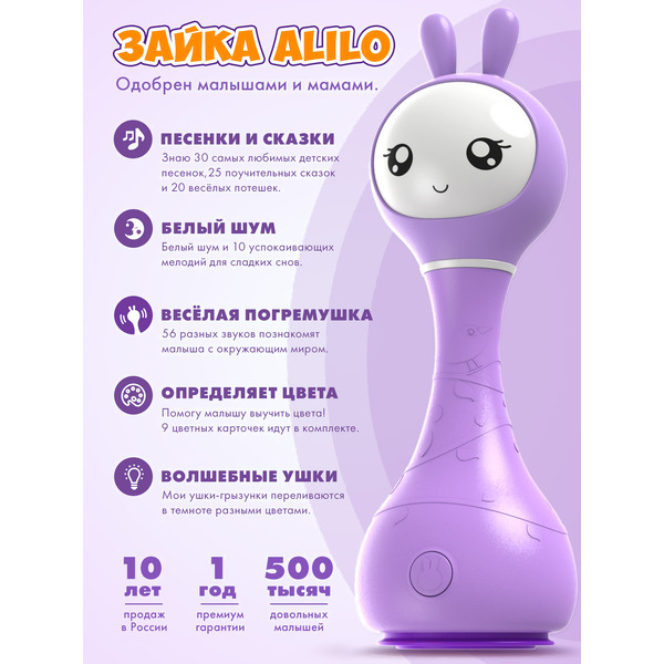 Интерактивная игрушка Alilo Умный зайка R1 60405 (фиолетовый)