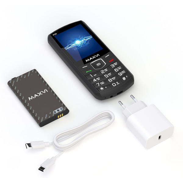 Мобильный телефон Maxvi P33 + ЗУ WC-112 (черный)