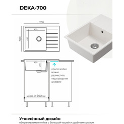 Кухонная мойка Polygran Deka 700 (белый хлопок)