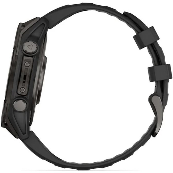 Умные часы Garmin Fenix 8 Sapphire, Titanium 47мм (угольно-черный DLC, пепельно-черный силиконовый ремешок)