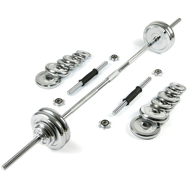 Набор хромированных гантелей и штанга AMETIST 50 кг (в чемодане)