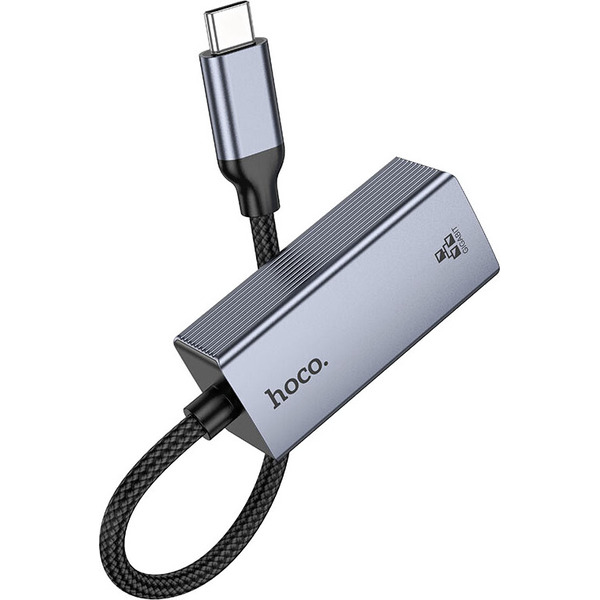 Адаптер Hoco UA37 USB Type-C - RJ45 (0.12 м, металлик)