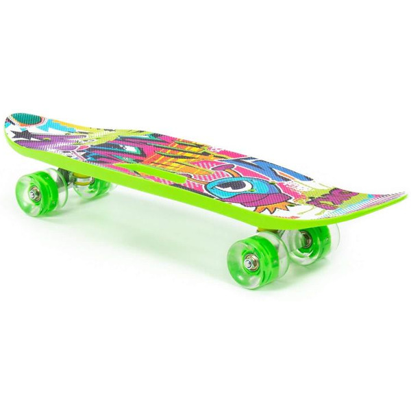 Доска роликовая Полесье 89540 (65 см) светло-зелёная с наклейкой и зелёными колёсами