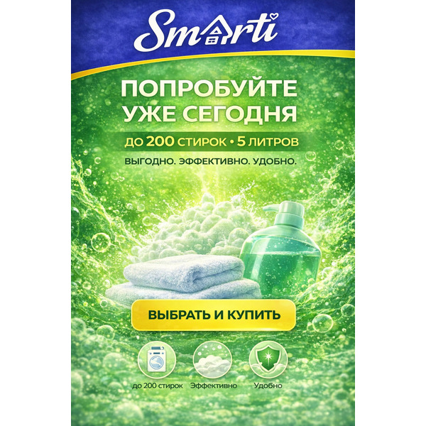 Гель для стирки Smarti ALL in ONE для цветного 5L (200 стирок)