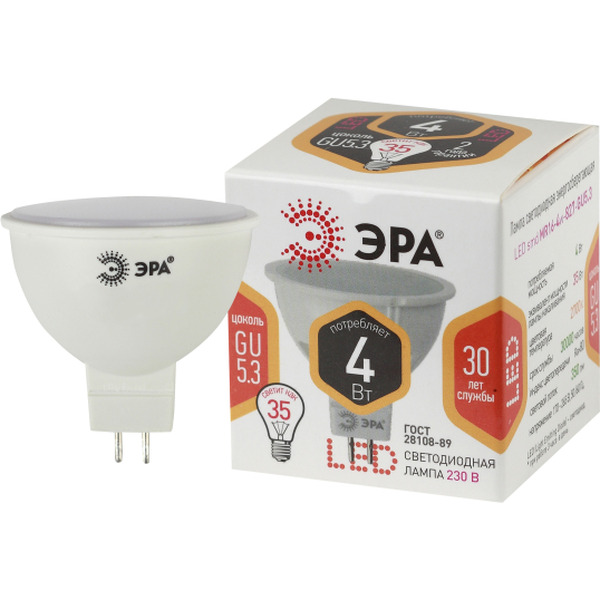 Лампочка ЭРА STD LED MR16-4W-827-GU5.3