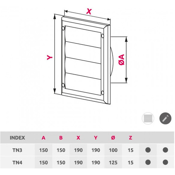 Решетка Awenta TN3CZ 19x19/d100 (черный)