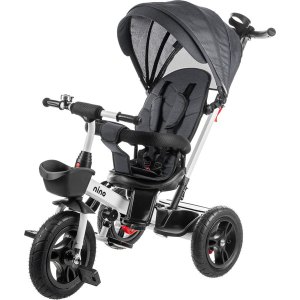 Трехколесный велосипед с ручкой NINO 6688 (серый)