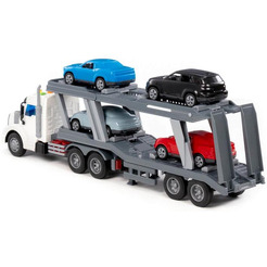 Набор Полесье автомобиль-тягач с полуприцепом-автовозом + 4 автомобиля Оптима 70498
