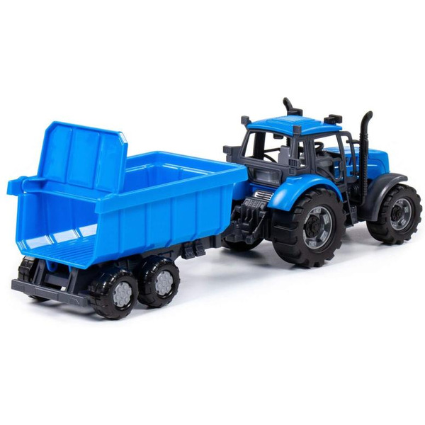 Трактор Полесье Прогресс с прицепом 91277 (синий)