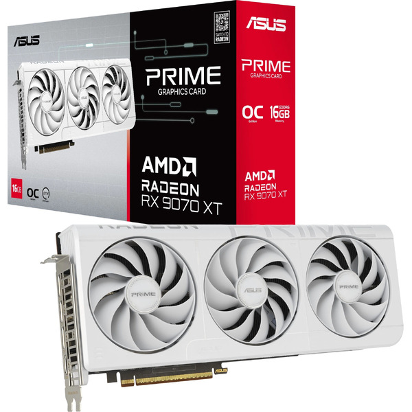 Видеокарта ASUS PRIME RX 9070 XT White OC 16GB GDDR6 (PRIME-RX9070XT-O16G-WHITE)