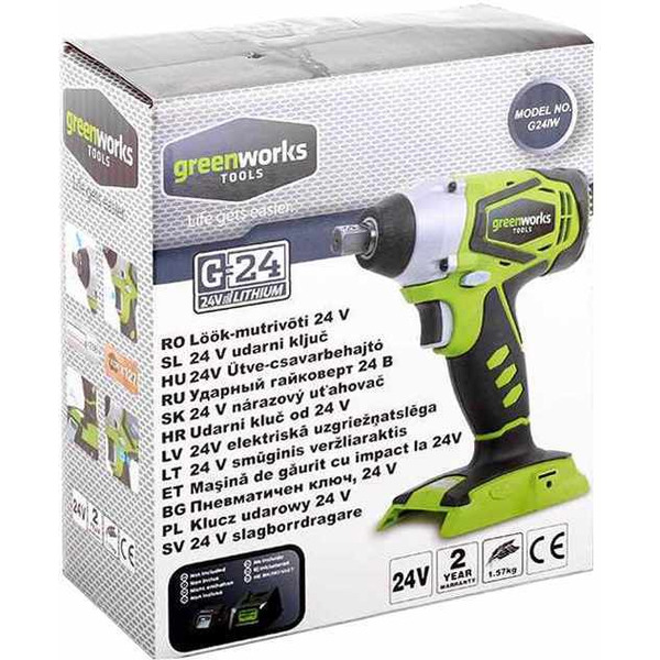 Аккумуляторный гайковёрт Greenworks G24IWK2 (3801207)