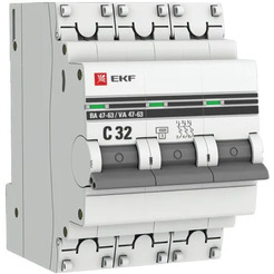 Выключатель автоматический EKF PROxima ВА 47-63 3P 32А (C) 4.5kA