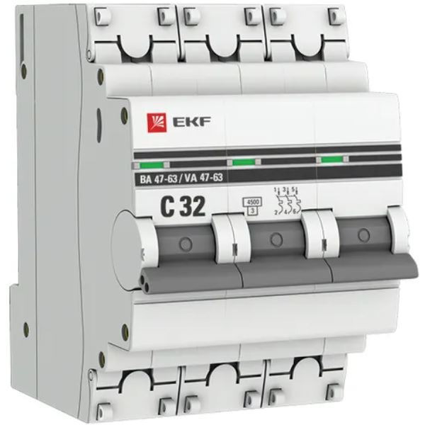 Выключатель автоматический EKF PROxima ВА 47-63 3P 32А (C) 4.5kA