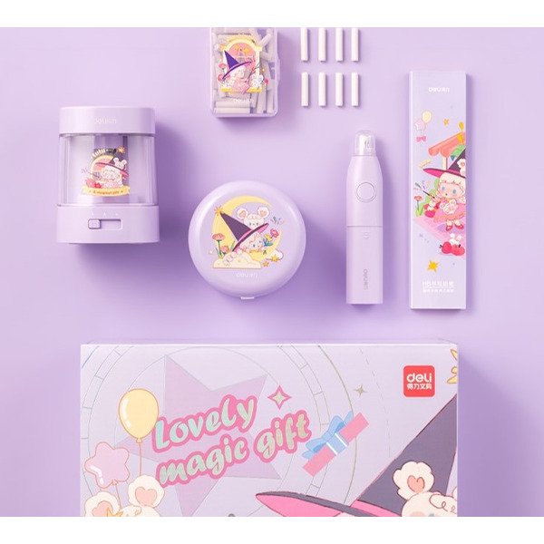 Набор канцелярский DELI 33303BPURPLE (карандаши, точилка, пылесос, ластик)