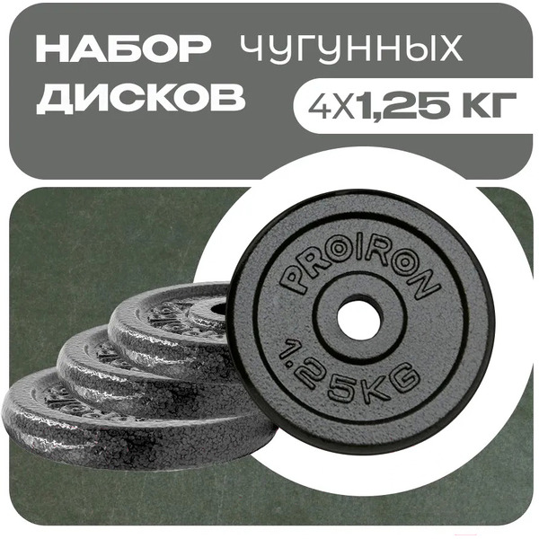 Набор чугунных дисков Proiron НЧД4125 (4 х 1,25 кг)