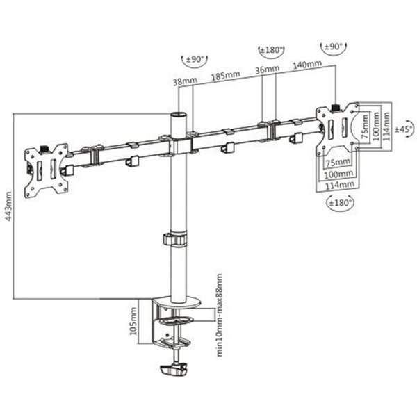 Кронштейн для двух мониторов Maclean MC-884
