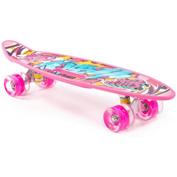 Доска роликовая Полесье 89564 (59 см) малиновая с наклейкой и малиновыми колёсами