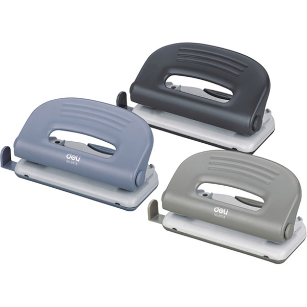 Дырокол Deli Pro 0118 10 листов (голубой/серый)