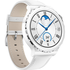 Умные часы Huawei Watch GT 3 Pro Ceramic 43 мм (FRG-B19) Silver Bezel c кожаным ремешком