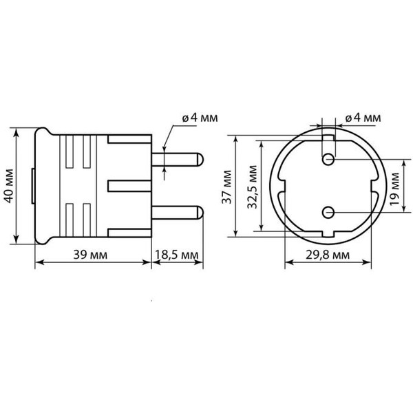 Вилка круглая TDM ELECTRIC SQ1806-0199