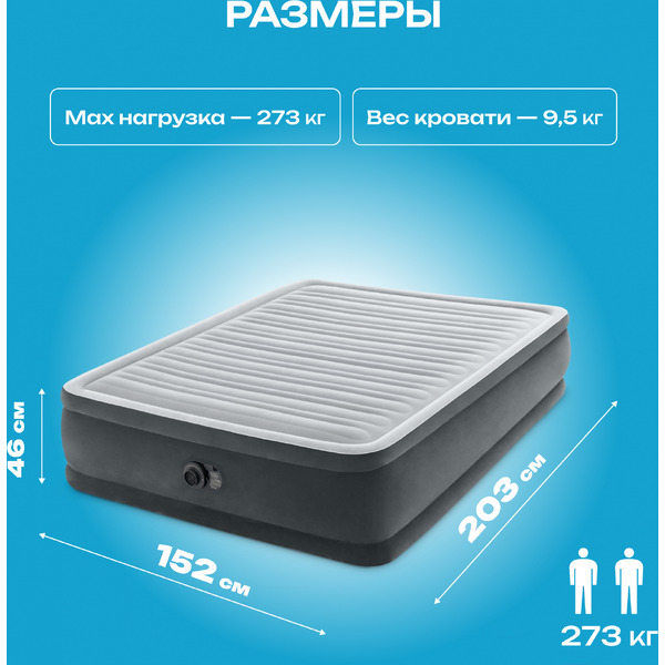 Надувная кровать INTEX Queen Comfort-Plush 64414