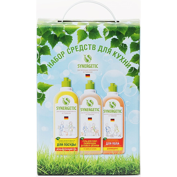 Набор средств SYNERGETIC для кухни (средства для мытья: посуды (1 л), поверхностей (1 л), плит (1 л)