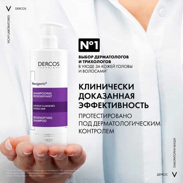 Шампунь для повышения густоты волос Vichy DERCOS NEOGENIC, 400мл