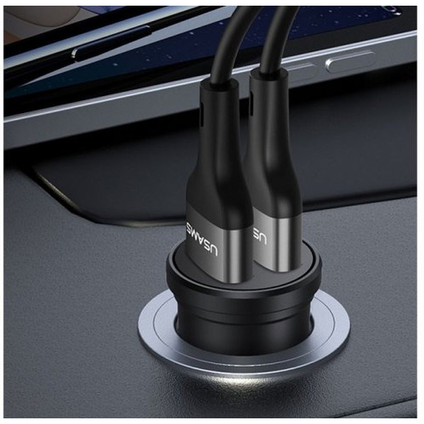 Автомобильное зарядное USAMS US-CC114 C20 2.4A Dual USB CC114TC01 (черный)