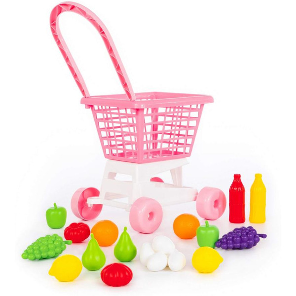 Тележка Полесье "Supermarket" №1 (розовая) + набор продуктов  68477