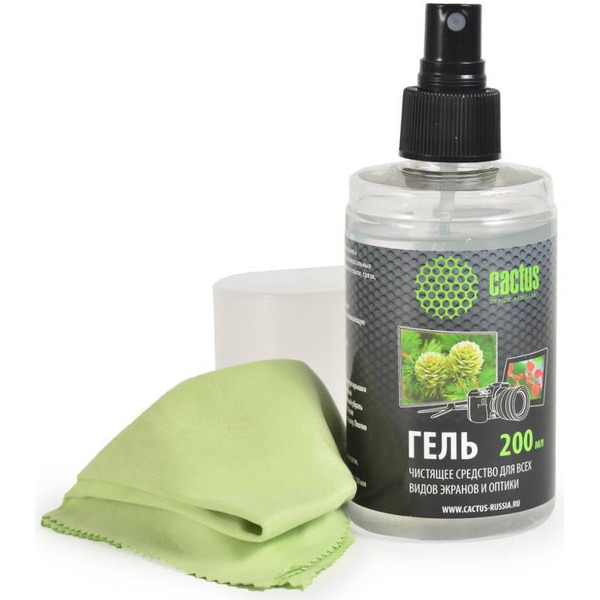 Чистящий набор Cactus CS-S3004 для экранов и оптики (салфетка + гель, 200 мл)
