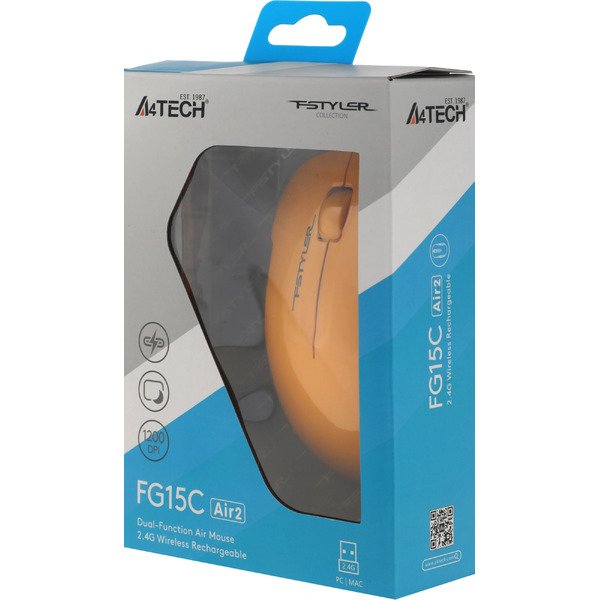 Мышь A4Tech Fstyler FG15C Air2 (желтый)
