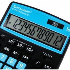 Калькулятор BRAUBERG Extra Color-12-BKBU 250476 (черный/голубой)
