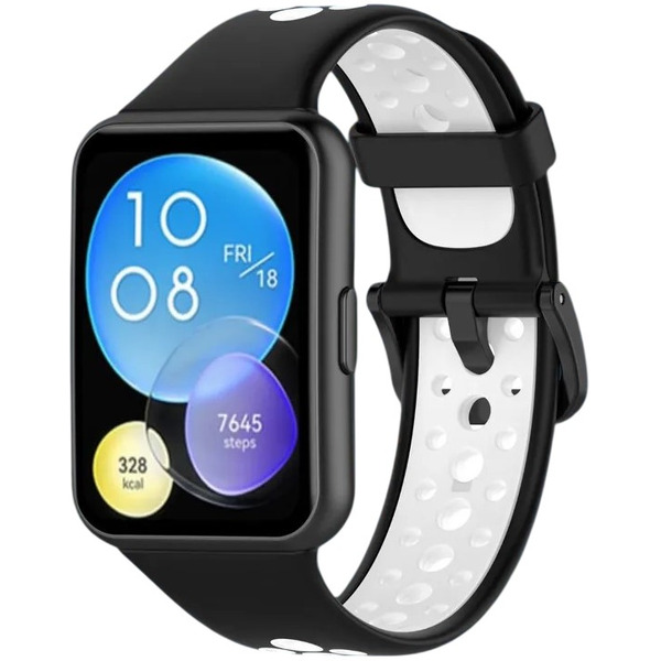 Ремешок Bingo Sport для HUAWEI Watch FIT 2 Classic/Active/Elegant (черный с белым)