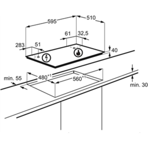 Газовая варочная панель ELECTROLUX GRE363MW