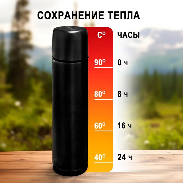 Термос Hott SL-100ZF-B (черный, 1л)