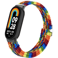 Ремешок Bingo Braided для Xiaomi Mi Band 8 (радуга темная)