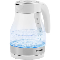 Электрический чайник Hyundai HYK-G3802 белый/серебристый (стекло)