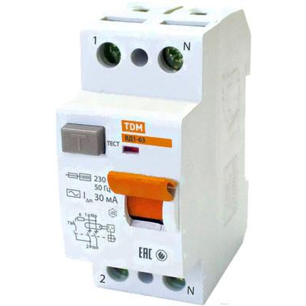 Устройство защитного отключения TDM ВД1-63-2Р-32А-30мА SQ0203-0010
