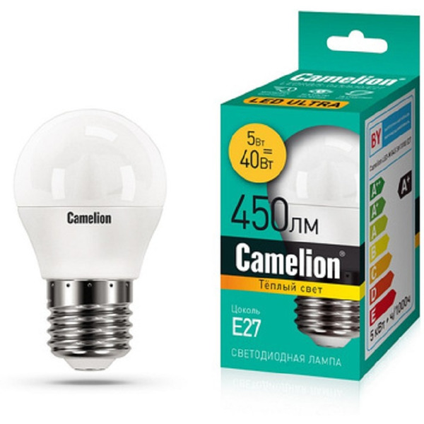 15059 LEDRB/5-G45/830/E27 (Эл.лампа светодиодная 5Вт 220В, LED-M G45 5W 3000K E27) Camelion