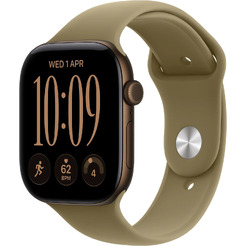 Умные часы Apple Watch Series 12 46 мм MJEU4X/A (алюминиевый корпус, бронзовый/оливковый, спортивный силиконовый ремешок M/L)