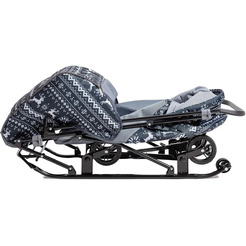 Санки-коляска Galaxy Снежинка Универсал 1 (полярная ночь/олени на черном)