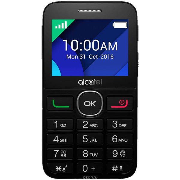 Сотовый телефон Alcatel 2008G черный/черный