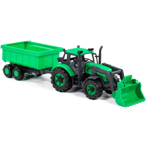 Трактор Полесье Прогресс с прицепом и ковшом 91840 (зелёный)