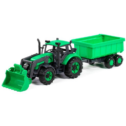 Трактор Полесье Прогресс с прицепом и ковшом 91840 (зелёный)