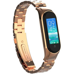 Ремешок Bingo Stainless для Xiaomi Mi Band 5/6 Розовое золото
