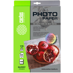Фотобумага CACTUS Глянцевая A4 170 г/кв.м. 100 листов CS-GA4170100