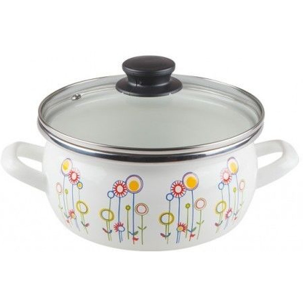 Кастрюля Сантэкс 1-2425112 (луговые цветы, белый)