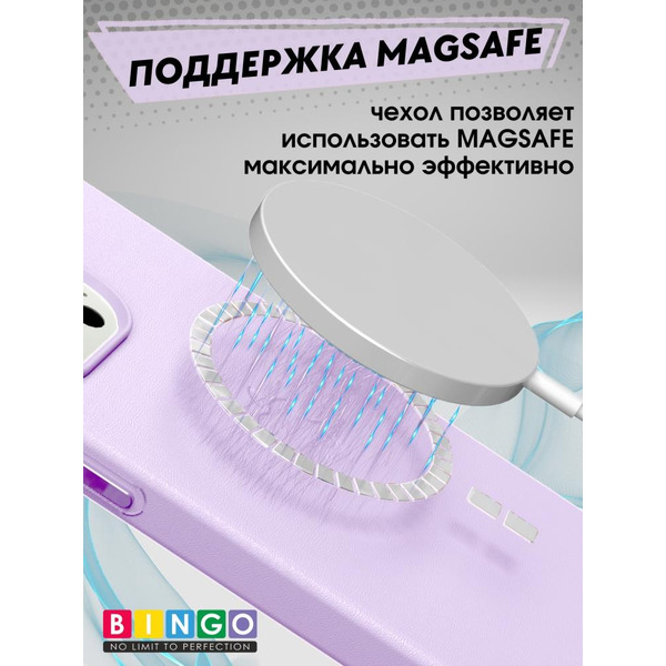 Бампер Bingo Leather Magsafe для APPLE iPhone 16 Plus Лавандовый